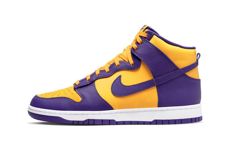 purple and yellow nike dunks