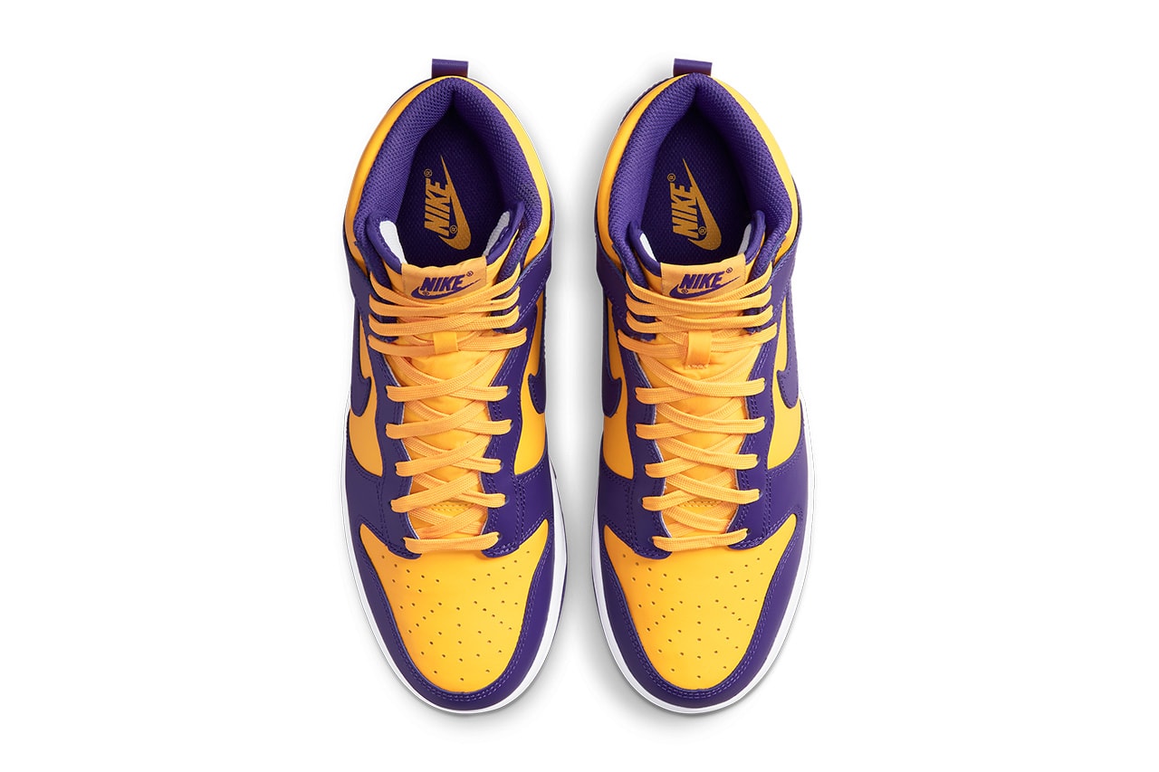 nike dunk high lakers court purple yellow DD1399 500 release date info store list buying guide photos price 
