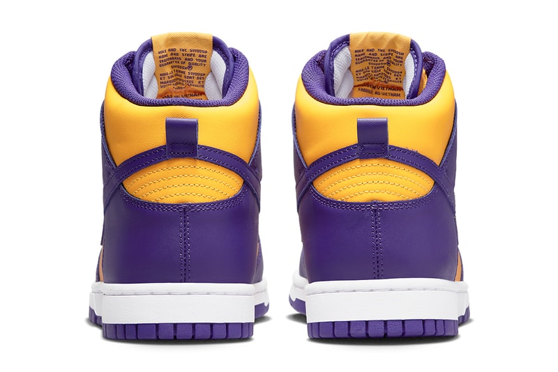 nike dunk high lakers court purple yellow DD1399 500 release date info store list buying guide photos price 