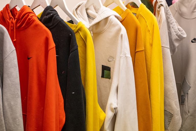 Nike Recreation program circular vision zero carbon zero waste move to zero pinwheel the grove nike fleece hoodie crew dye stitch patchwork