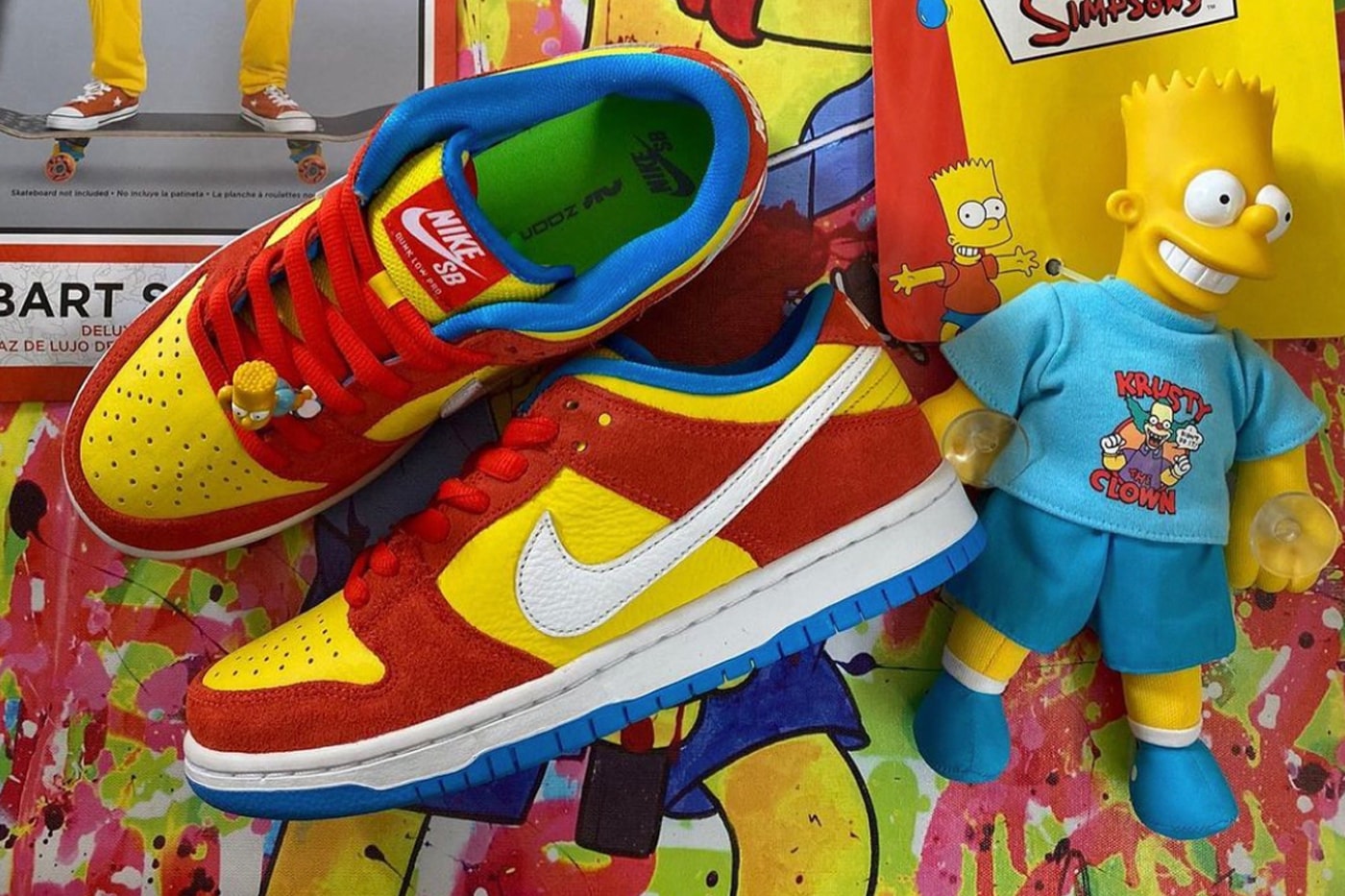 Closer Look Nike SB Dunk Low Pro Bart Simpson bq6817 602 april 1 release date price info habanero red yellow blue hero air zoom