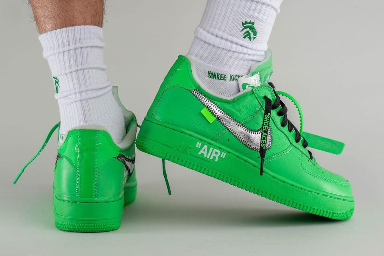 off white nike air force 1 neon green price
