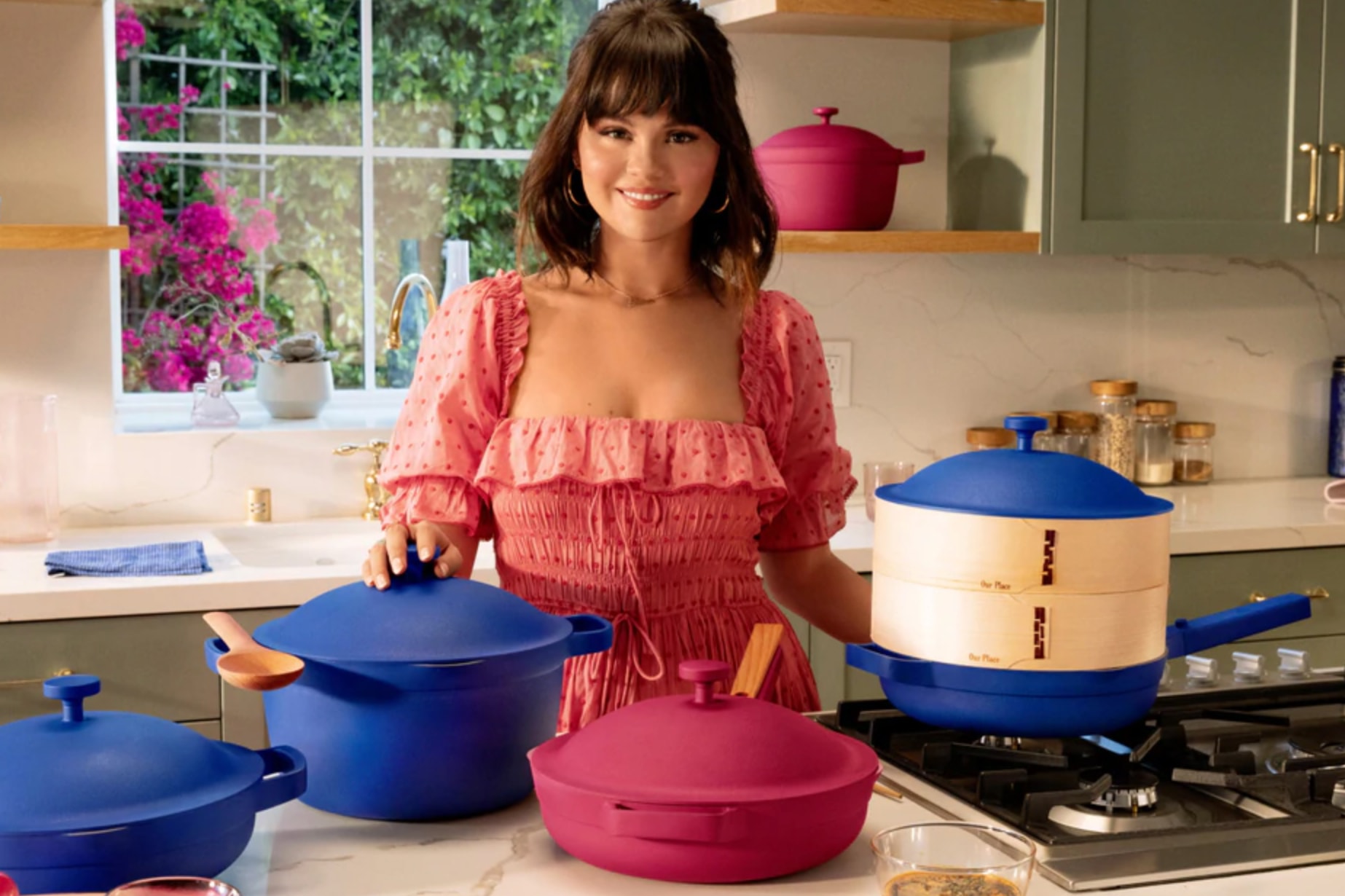 Our Place Selena Gomez cookware collection release always pan perfect pot Rosa Azul Selena + Chef 
