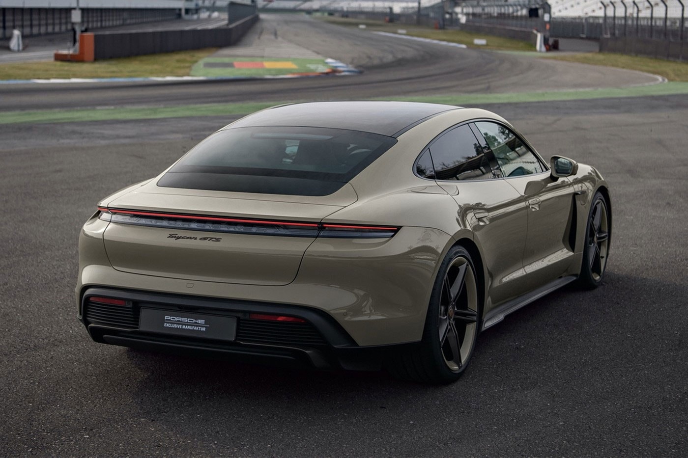 Porsche Taycan GTS Hockenheimring Celebrates the 90th Anniversary of the Track german ev electric vehicle stone grey