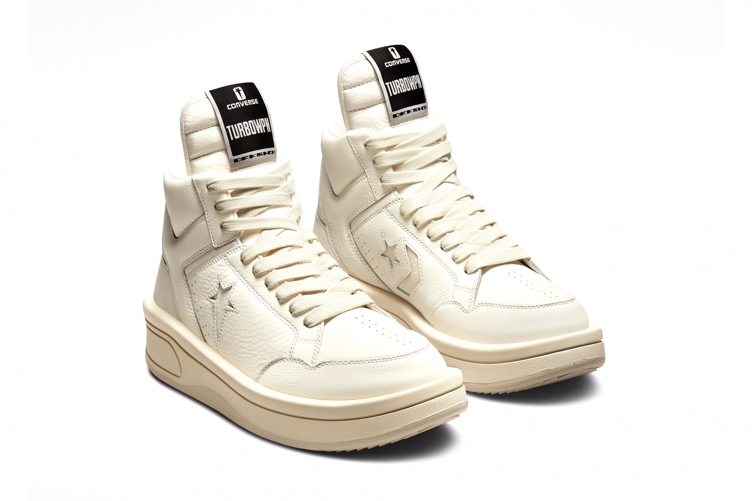Rick Owens DRKSHDW x Converse Revisit the Bulky TURBOWPN Sneakers clay egret colorways leather platform soles weapon release info date price