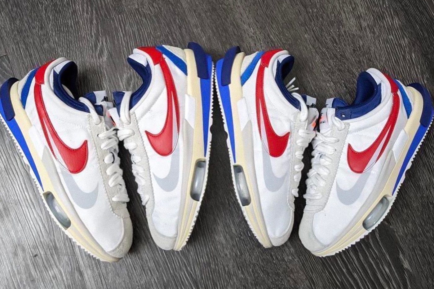 Sacai nike cortez 1972 Summer Olympics colorway 50th anniversary chitose abe red blue zoom air release info date price 