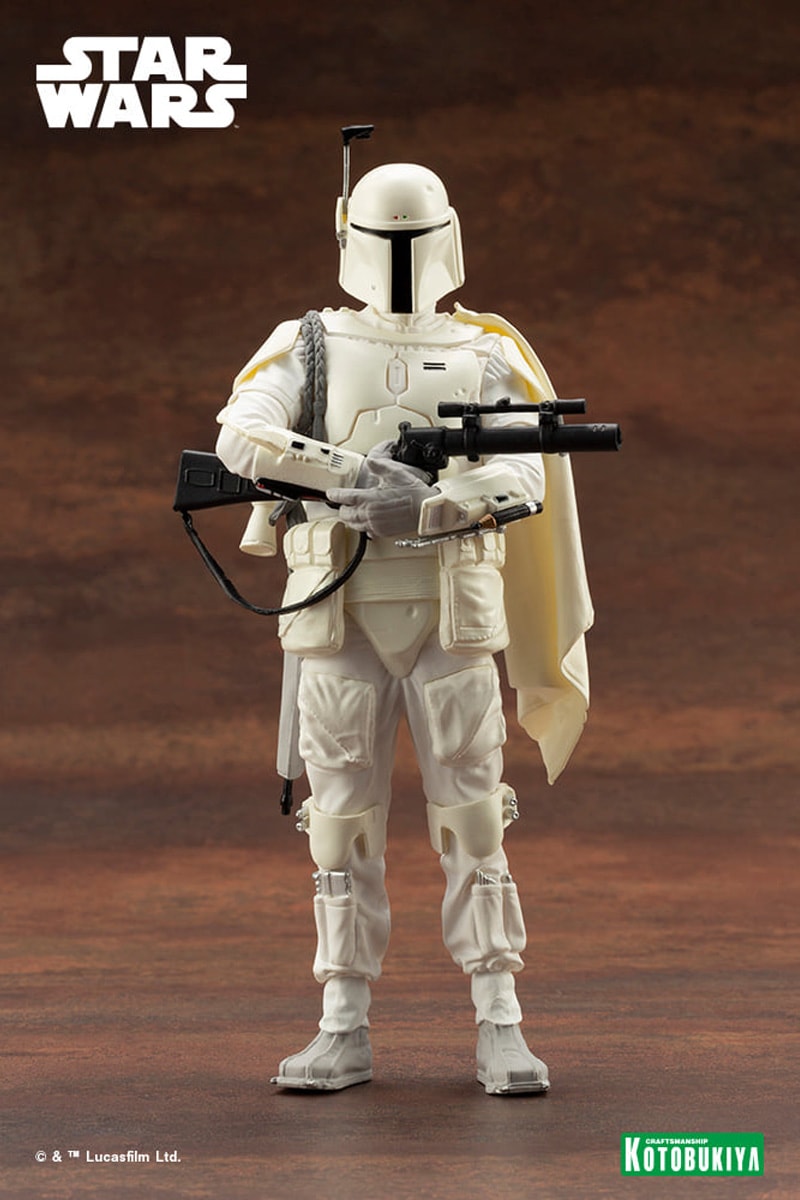 kotobukiya star wars boba fett prototype white armor suit costume 1 10th scale figure statue toy collectible bounty hunter 