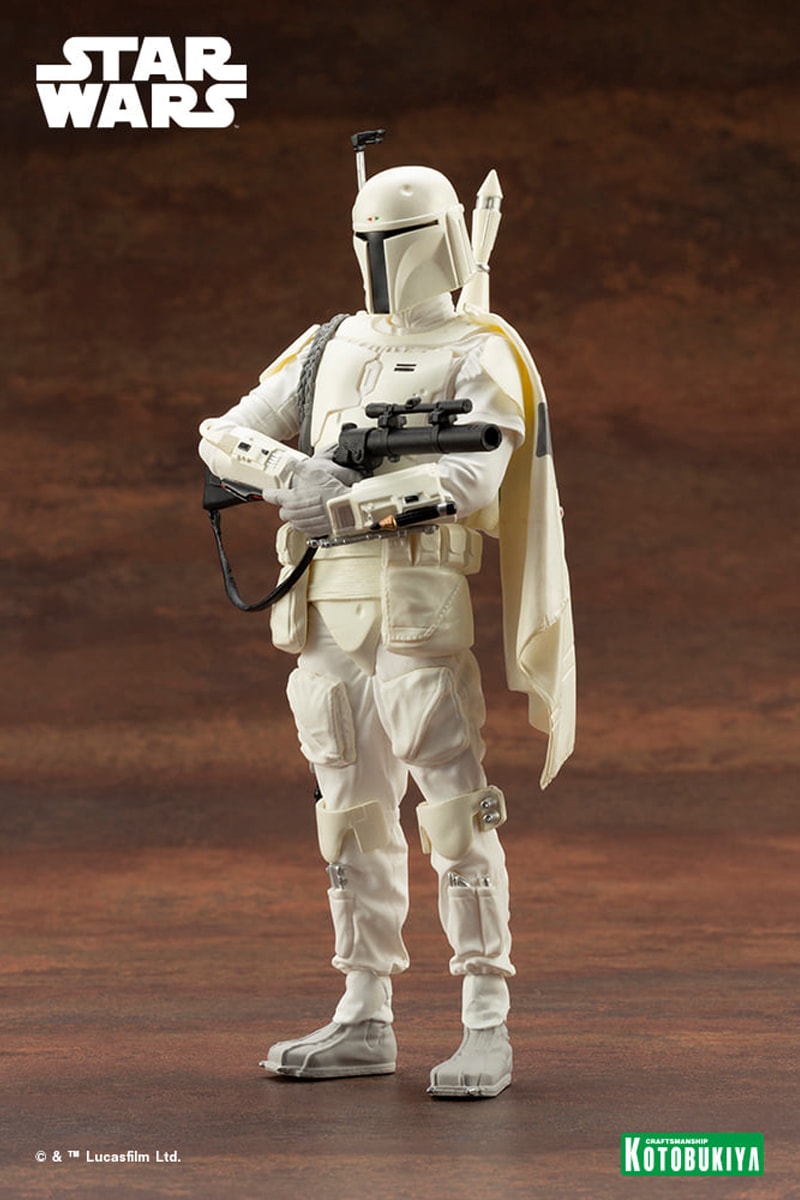 kotobukiya star wars boba fett prototype white armor suit costume 1 10th scale figure statue toy collectible bounty hunter 