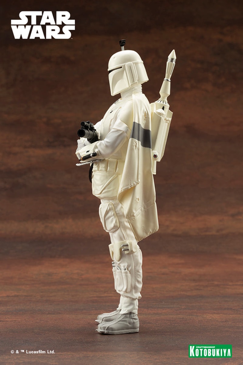 kotobukiya star wars boba fett prototype white armor suit costume 1 10th scale figure statue toy collectible bounty hunter 