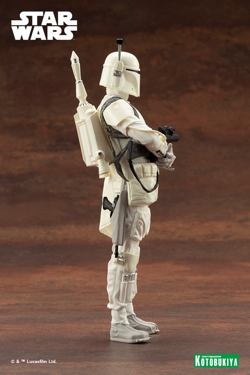 kotobukiya star wars boba fett prototype white armor suit costume 1 10th scale figure statue toy collectible bounty hunter 