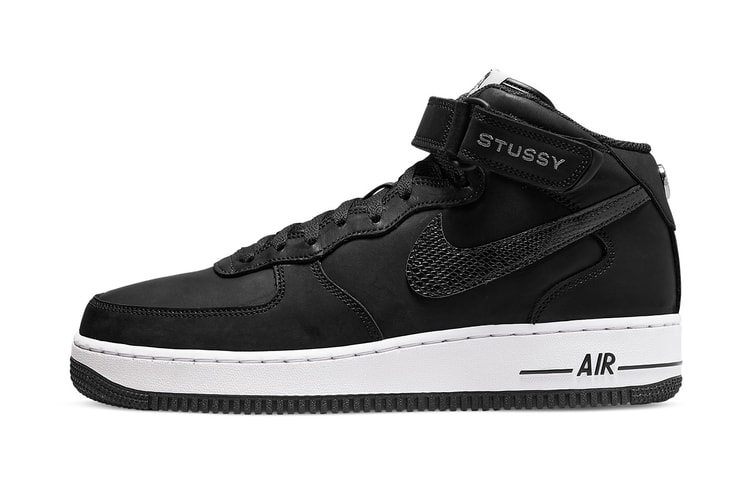 Official Images of the Stüssy x Nike Air Force 1 Mid "Black"