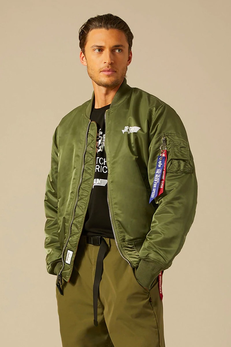 Alpha Industries Top Gun Capsule flight school air force us iceman t shirt bombers ma 1 CWU 45P tom cruise sage green black release info date price
