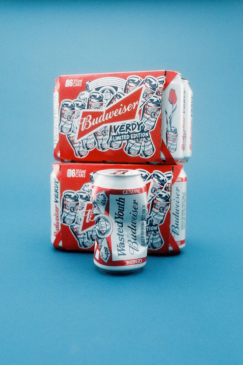 VERDYs Wasted Youth and Budweiser Link for Limited-Edition Beer bottle can red white branding 1999 skate release info date summer