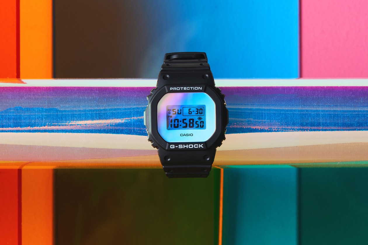 G-SHOCK Iridescent Color Series Watches Timepieces DW-5600SR-1 GM-110MF-1A GA-110SR-1A GA-2100SR-1A GA-2100SRS-7A Neobrite Lume Super Illuminator LED Display Metallic Hour Markers Gradient Crystal Rainbow Vapor Deposition