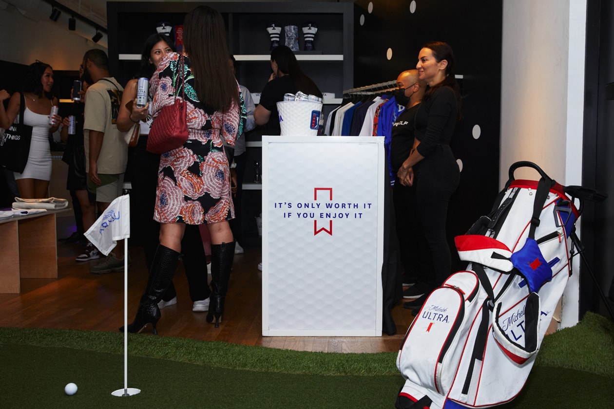 Michelob Ultra Organic Seltzer HYPEGOLF Clubhouse SoHo Michelob Ultra x Devereux Collection Apparel Accessories RADAMIZ Alex Corporan Andrew Singh Corey Townes DJ