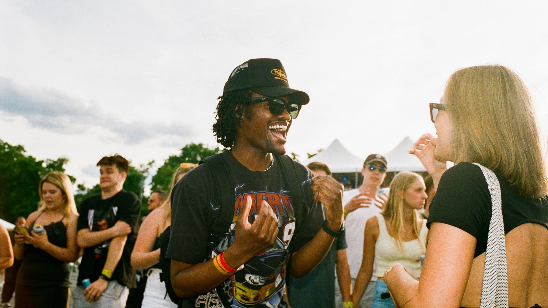 sunglasses smart glasses meta technology hands-free music festival photo video playboi carti wayfarers governers ball new york city