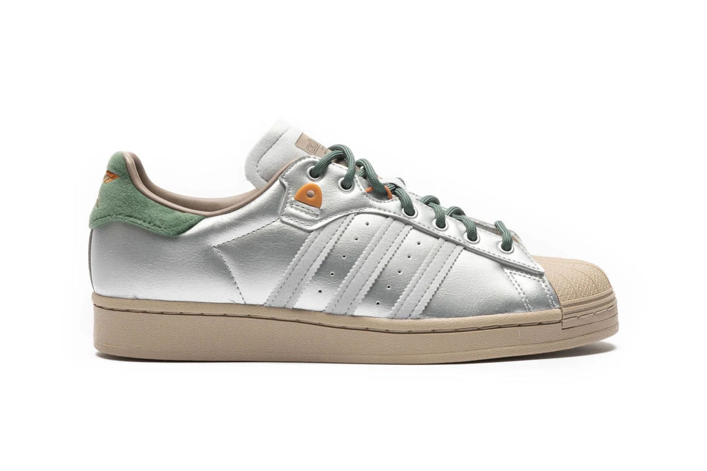 adidas Originals Superstar yanwai hp2361 msilve greoxi teccop silver green leather synthetic tan orange release info