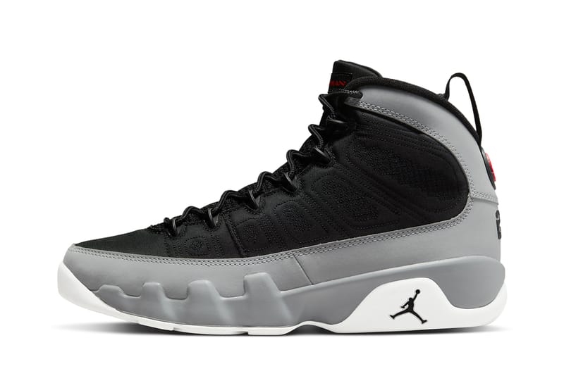 black grey jordan 9