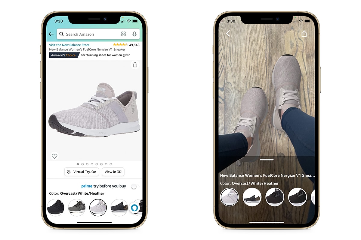 amazon online shopping sneakers adidas new balance asics reebok iphone camera app ios augemented reality ar