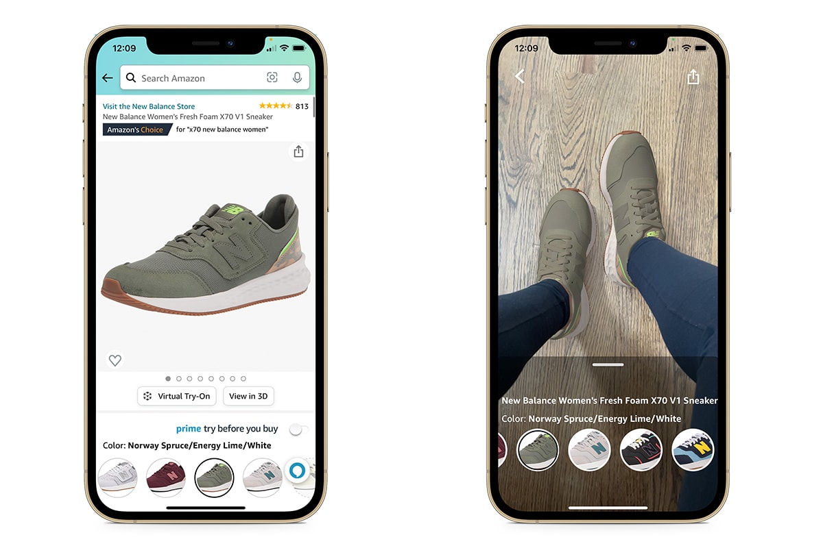 amazon online shopping sneakers adidas new balance asics reebok iphone camera app ios augemented reality ar