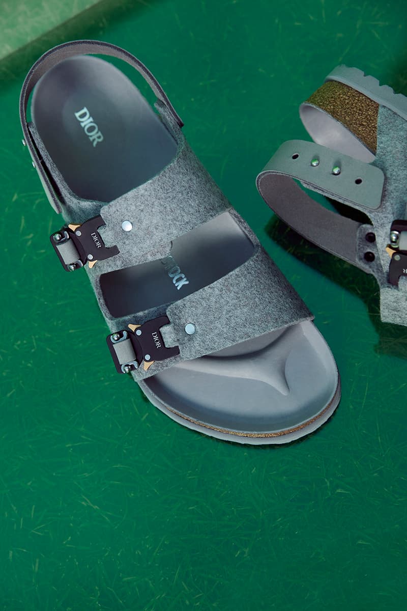 dior birkenstock milano tokio mule sandal felt grey nubuck calfskin cd 1947 kim jones release details