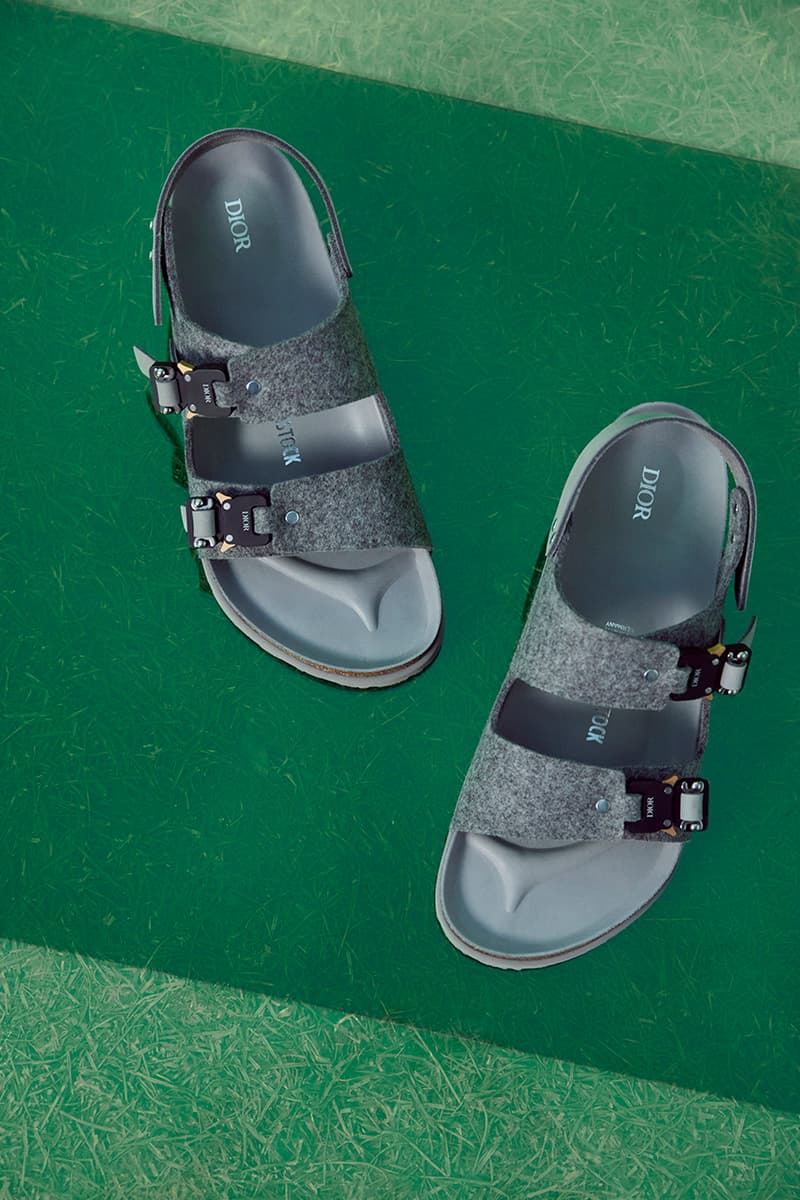 dior birkenstock milano tokio mule sandal felt grey nubuck calfskin cd 1947 kim jones release details