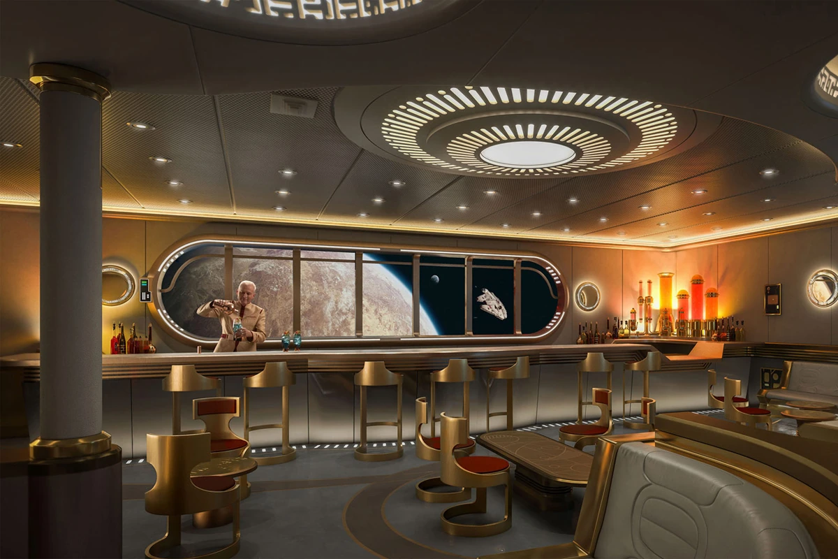 disney wish cruise travel star wars science fiction bar lounge cocktail drink 5000 usd 