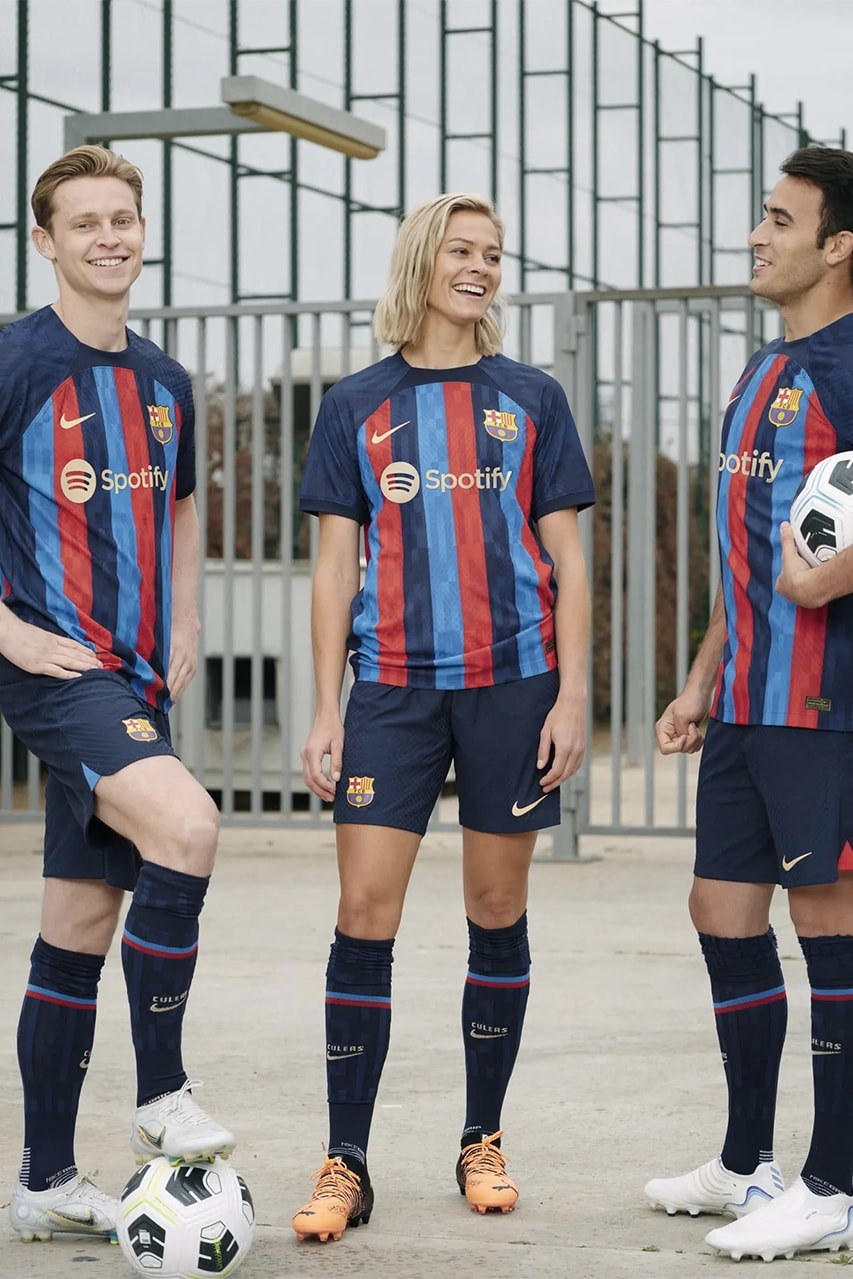 ФК Барселона Испания Nike футбол футбол красные и синие полосы Blaugrana Spotify релиз подробности информация комплект рубашка джерси