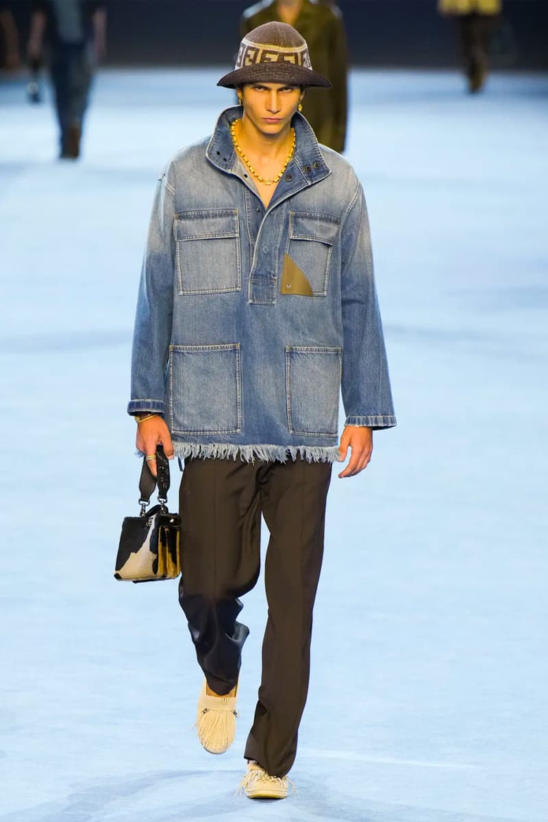 Fendi Spring Summer 2023 SS23 Runway Show Milan Fashion Week Mens Silvia Venturini Fendi Baguette Bag Denim