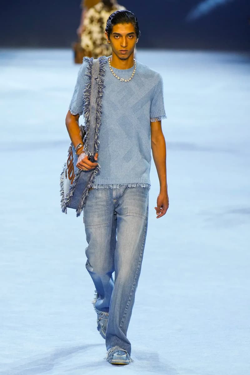 Fendi Spring Summer 2023 SS23 Runway Show Milan Fashion Week Mens Silvia Venturini Fendi Baguette Bag Denim