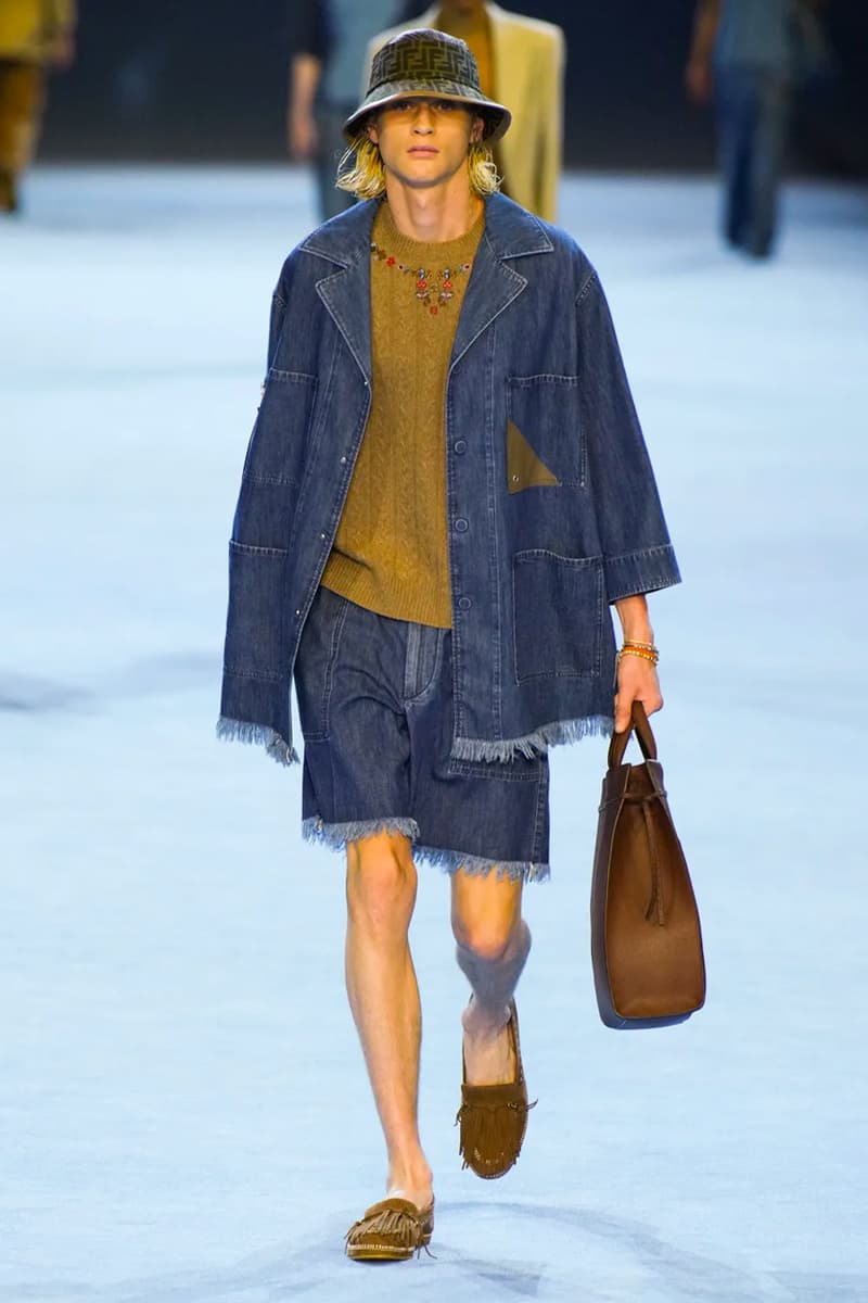 Fendi Spring Summer 2023 SS23 Runway Show Milan Fashion Week Mens Silvia Venturini Fendi Baguette Bag Denim