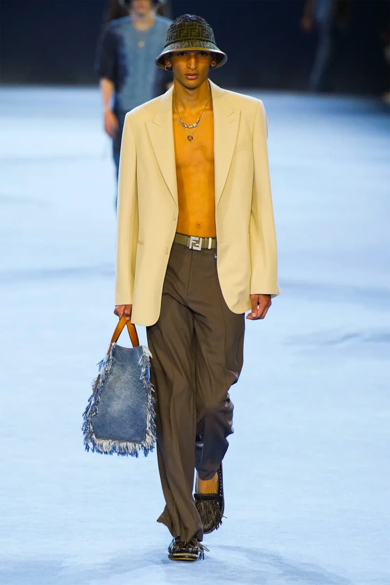 Fendi Spring Summer 2023 SS23 Runway Show Milan Fashion Week Mens Silvia Venturini Fendi Baguette Bag Denim