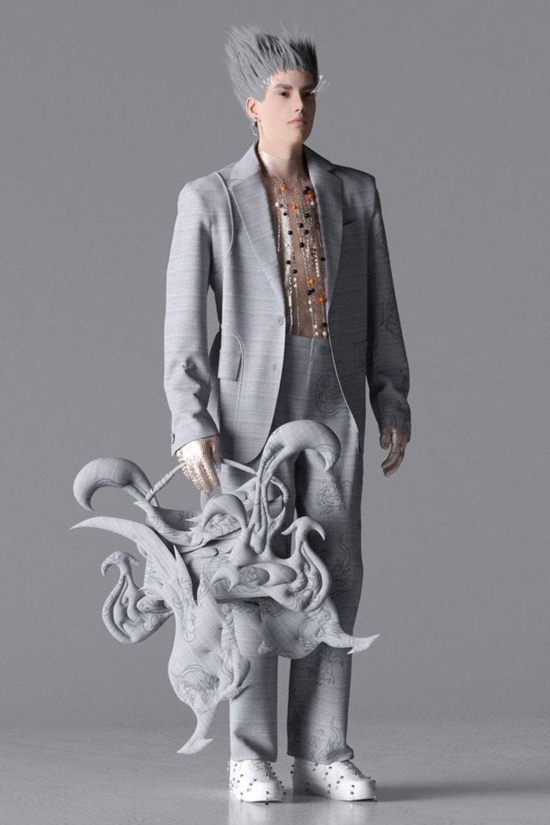 Feng Chen Wang Shanghai Fashion Week Metaverse show real virtual men women made to measure seasonless fw22 custom nike air force 1 sneakers release info date