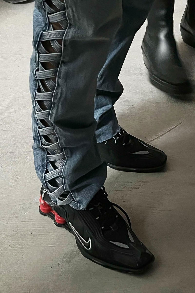 Closer Look Martine Rose x Nike Shox MR4 black white red cream R4 SS23 fashion show runway release info date