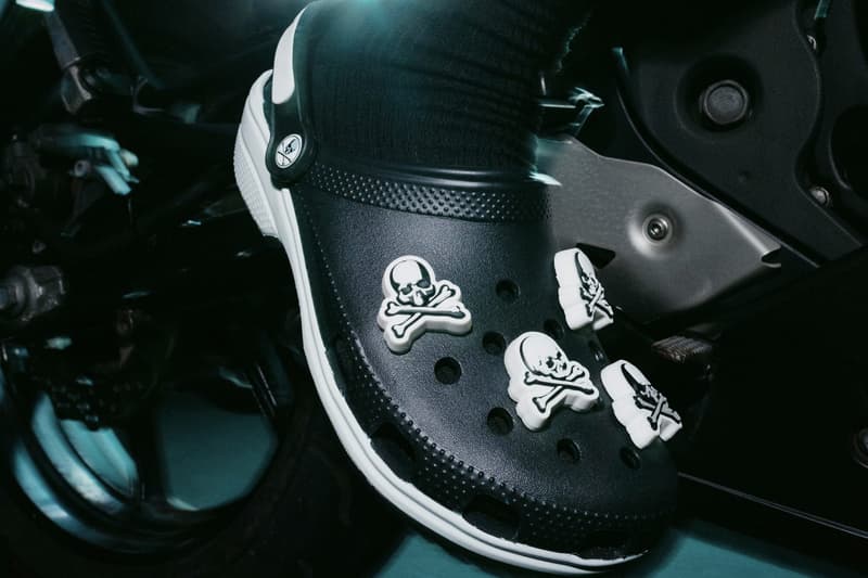 mastermind Japan cyberpunk crocs clogs collaboration kidzfrmnowhere tokyo black white red skull cross light 9900 jpy yen july 7 online store release info 