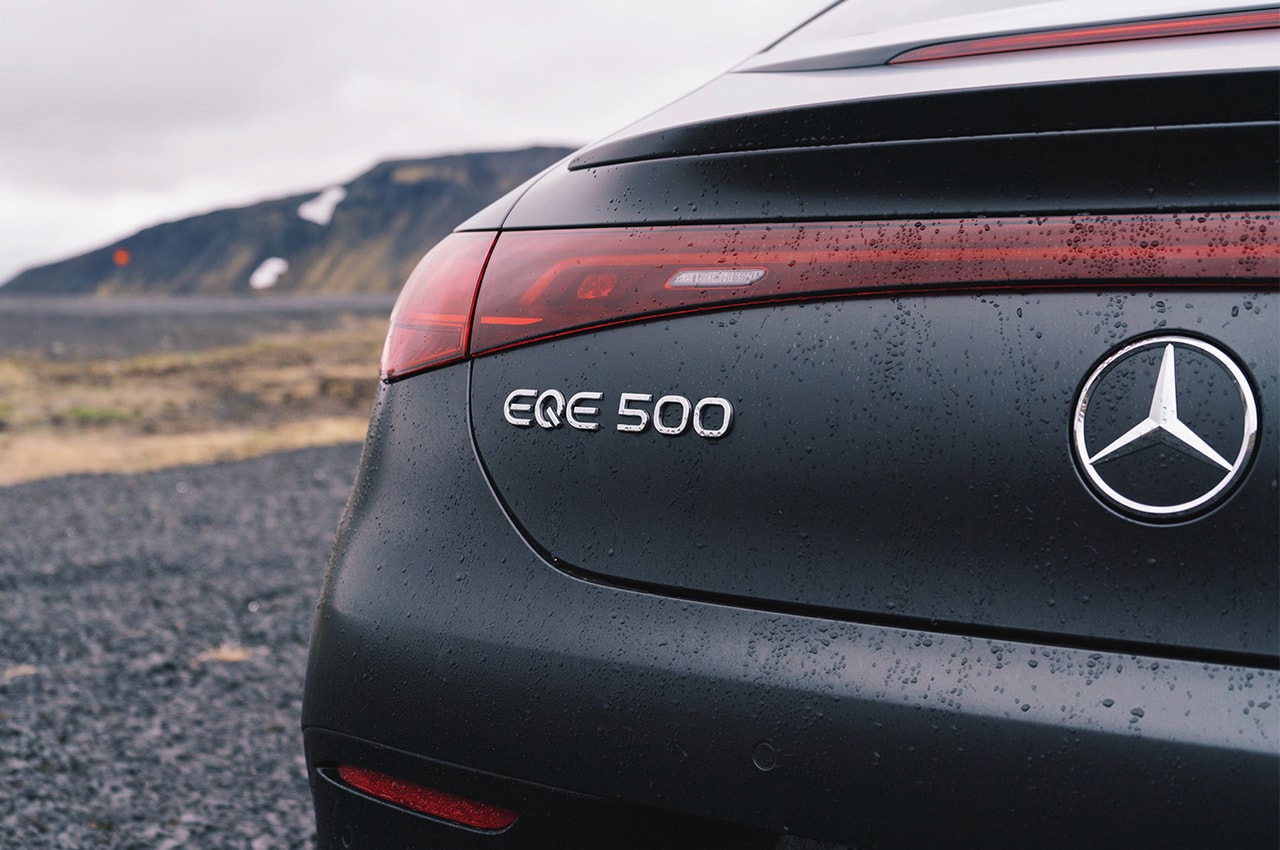 מרצדס בנץ EQE נסיעת מבחן בכביש פתוח איסלנד נסיעה 2022 EV מכונית חשמלית AMG HYPEBEAST Hyperscreen