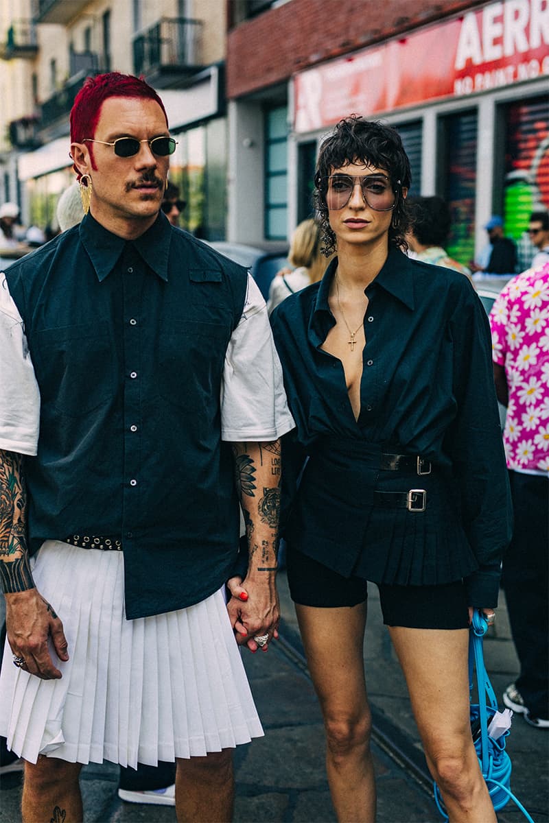 Milan Fashion Week SS23 Street Style Showcases the Most Vibrant Essentials for Summer spring/summer 2023 prada dolce & gabbanna jw anderson moschino versace fendi 