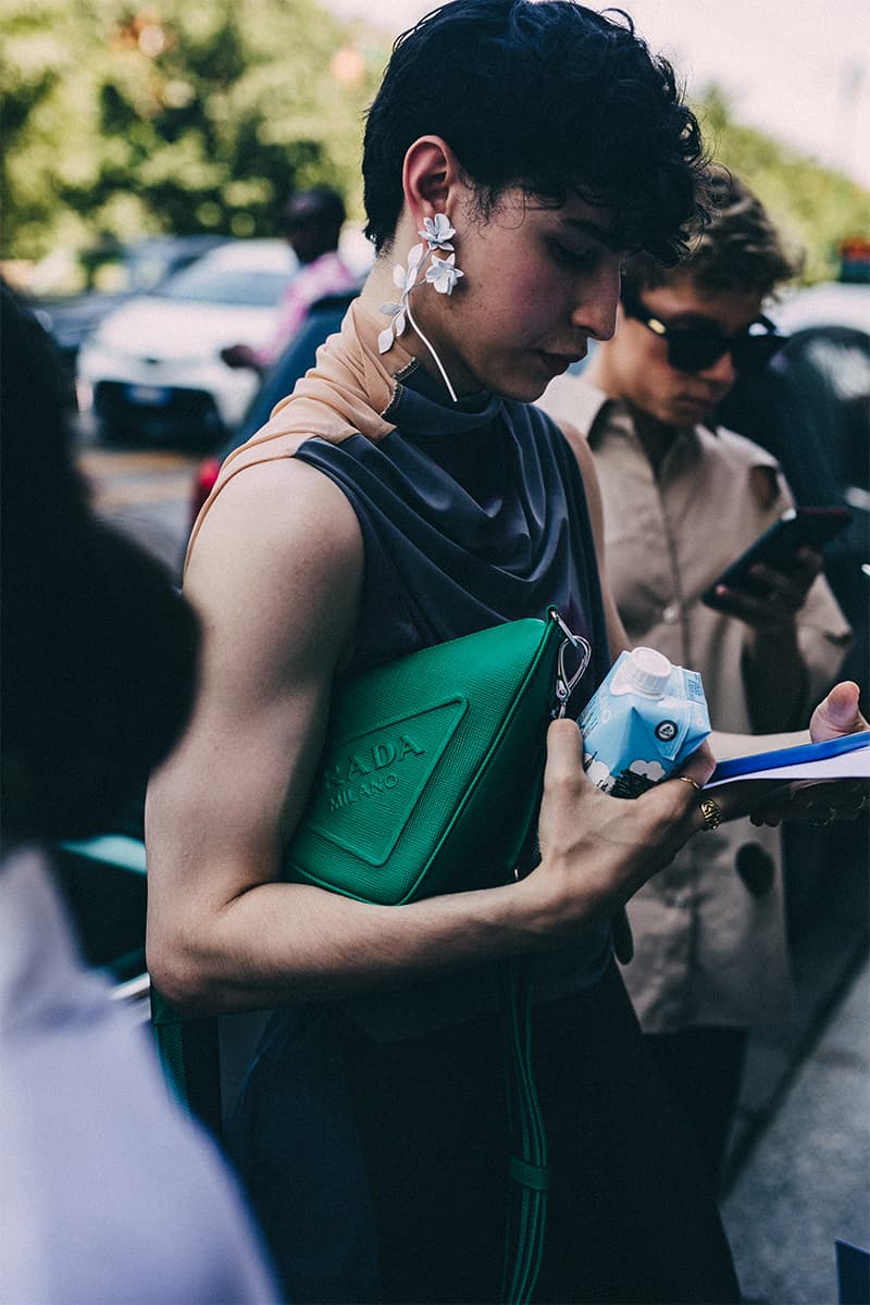 Milan Fashion Week SS23 Street Style Showcases the Most Vibrant Essentials for Summer spring/summer 2023 prada dolce & gabbanna jw anderson moschino versace fendi 