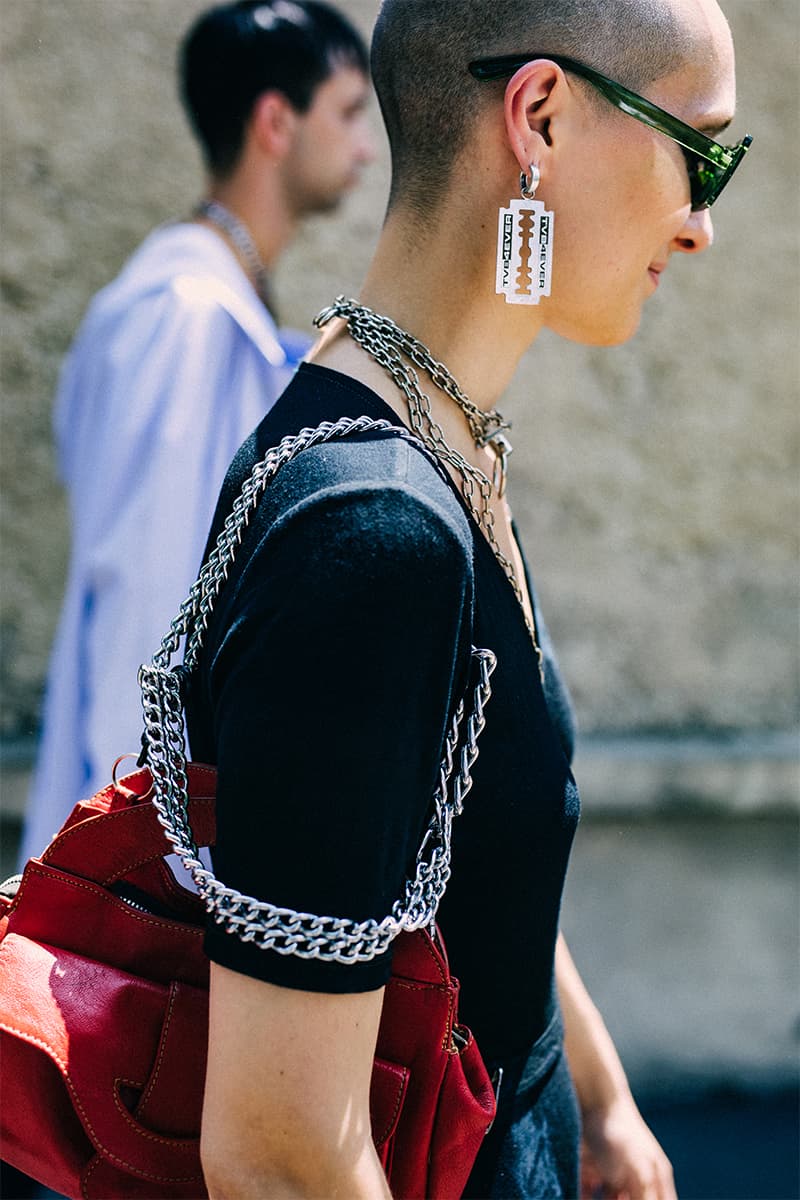 Milan Fashion Week SS23 Street Style Showcases the Most Vibrant Essentials for Summer spring/summer 2023 prada dolce & gabbanna jw anderson moschino versace fendi 