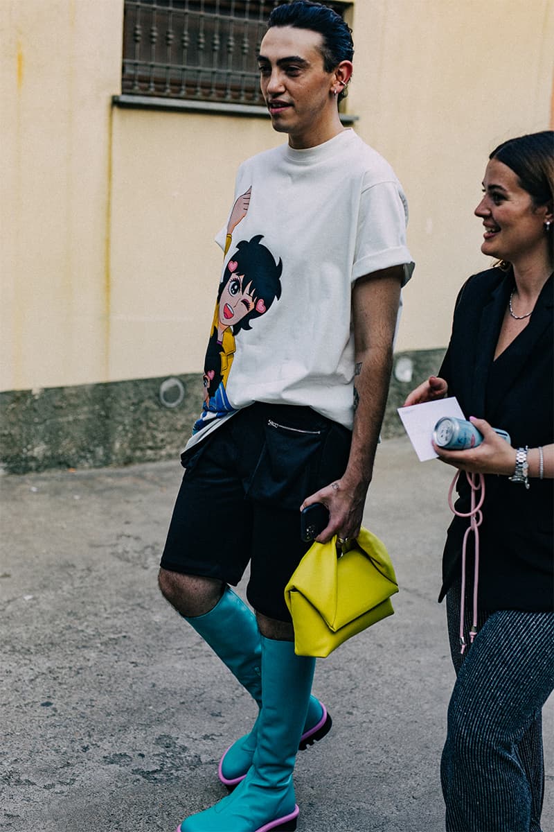 Milan Fashion Week SS23 Street Style Showcases the Most Vibrant Essentials for Summer spring/summer 2023 prada dolce & gabbanna jw anderson moschino versace fendi 