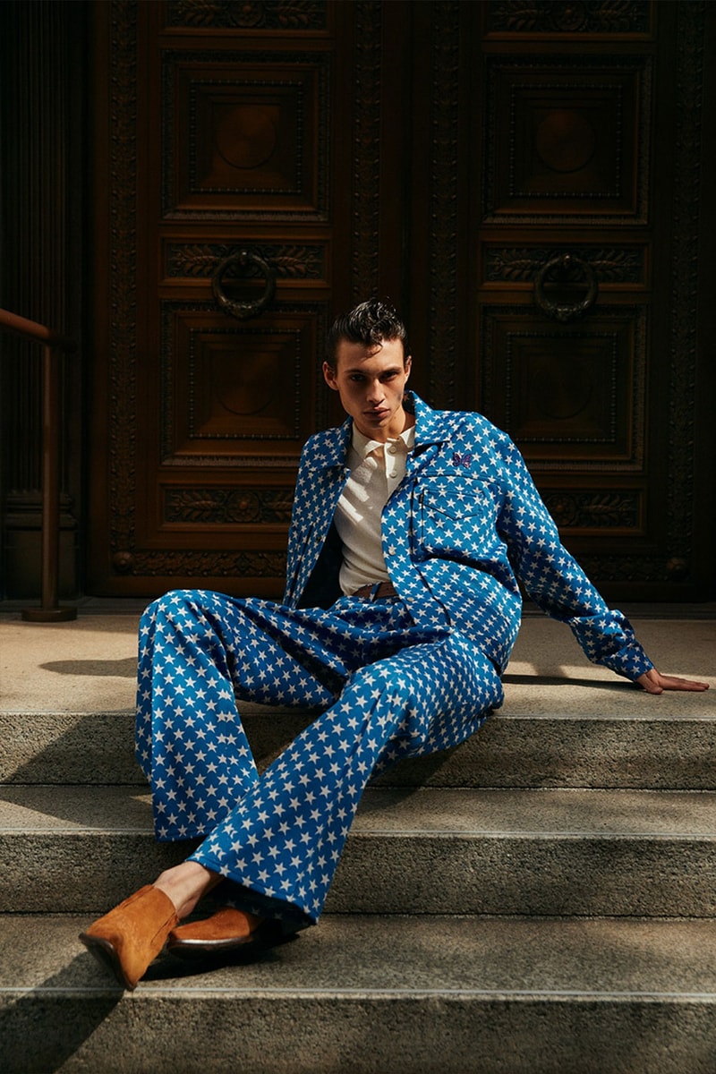 Needles Spring Summer 2023 ss23 denim paisley suit silk patterns tracksuits cardigans lookbook images release info 