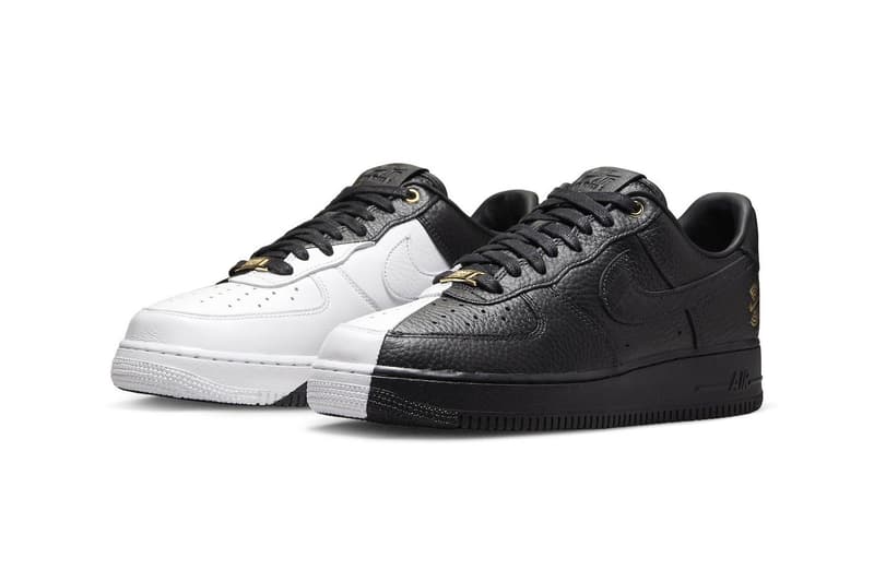 Nike Air Force 1 Anniversary Edition split dx6034 001 black white split gold release info date price