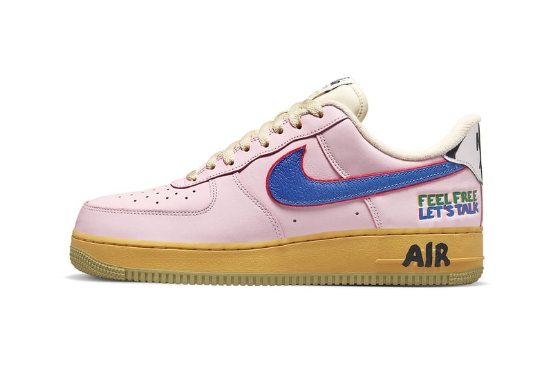 Nike Air Force 1 Low Pink Blue feel free lets talk sharpie white yellow green dx2667 600 anniversary edition release info date price