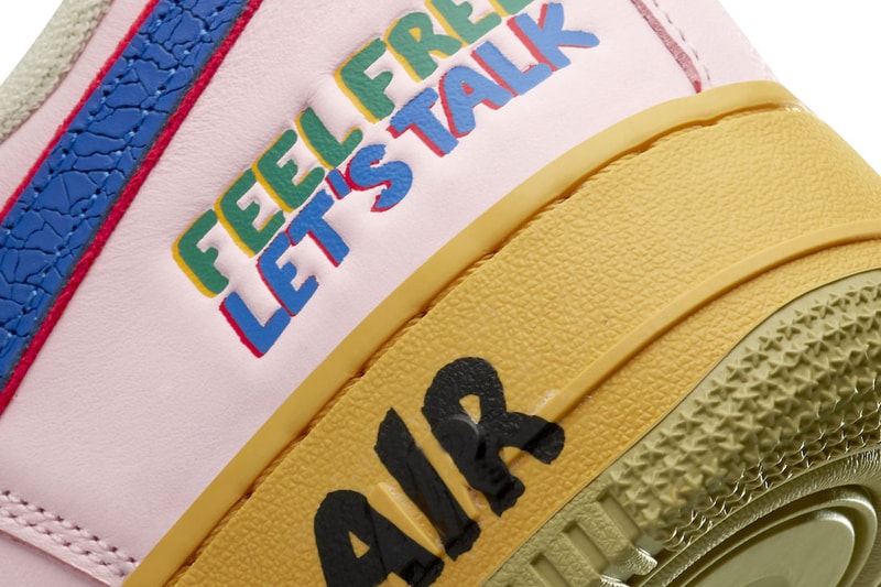 Nike Air Force 1 Low Pink Blue feel free lets talk sharpie white yellow green dx2667 600 anniversary edition release info date price