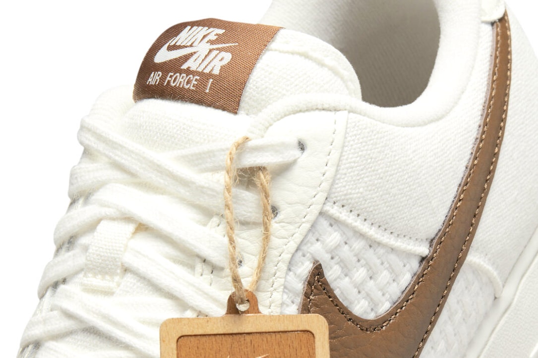 Nike Air Force 1 5th anniversary snkrs day white brown wood V woven release info date price