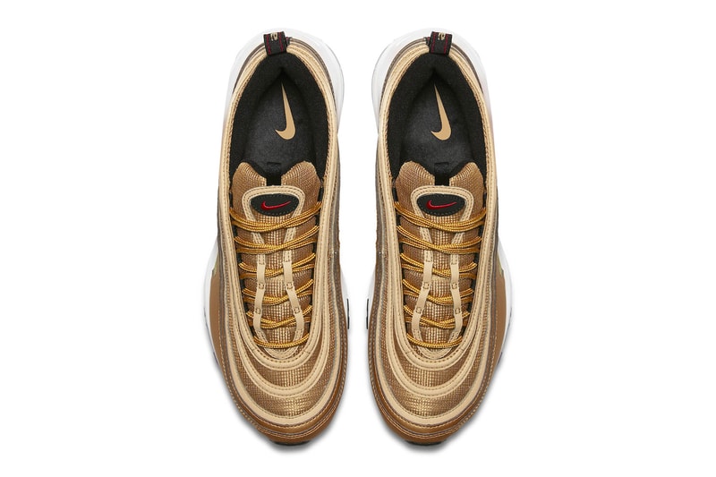Nike Air Max 97 Gold Bullet 2023 Re-Release Info DM0028-700 Date Buy Price Metallic Gold Varsity Red White Black