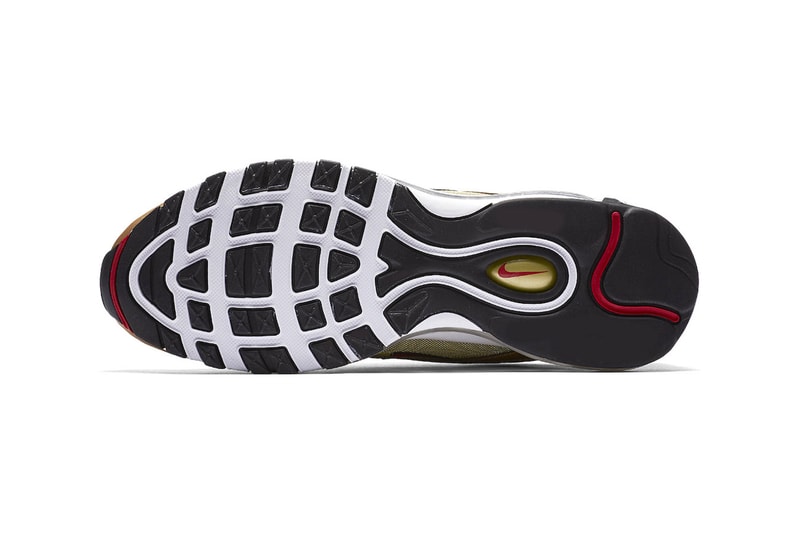 Nike Air Max 97 Gold Bullet 2023 Re-Release Info DM0028-700 Date Buy Price Metallic Gold Varsity Red White Black