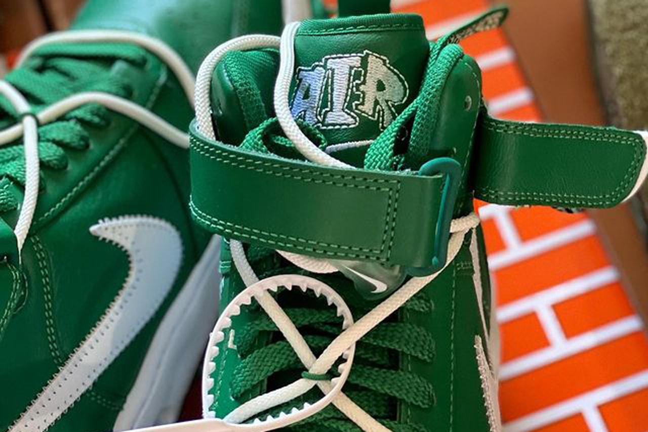 The Off-White x Nike Air Force 1 Mid 'Pine Green' is one of the