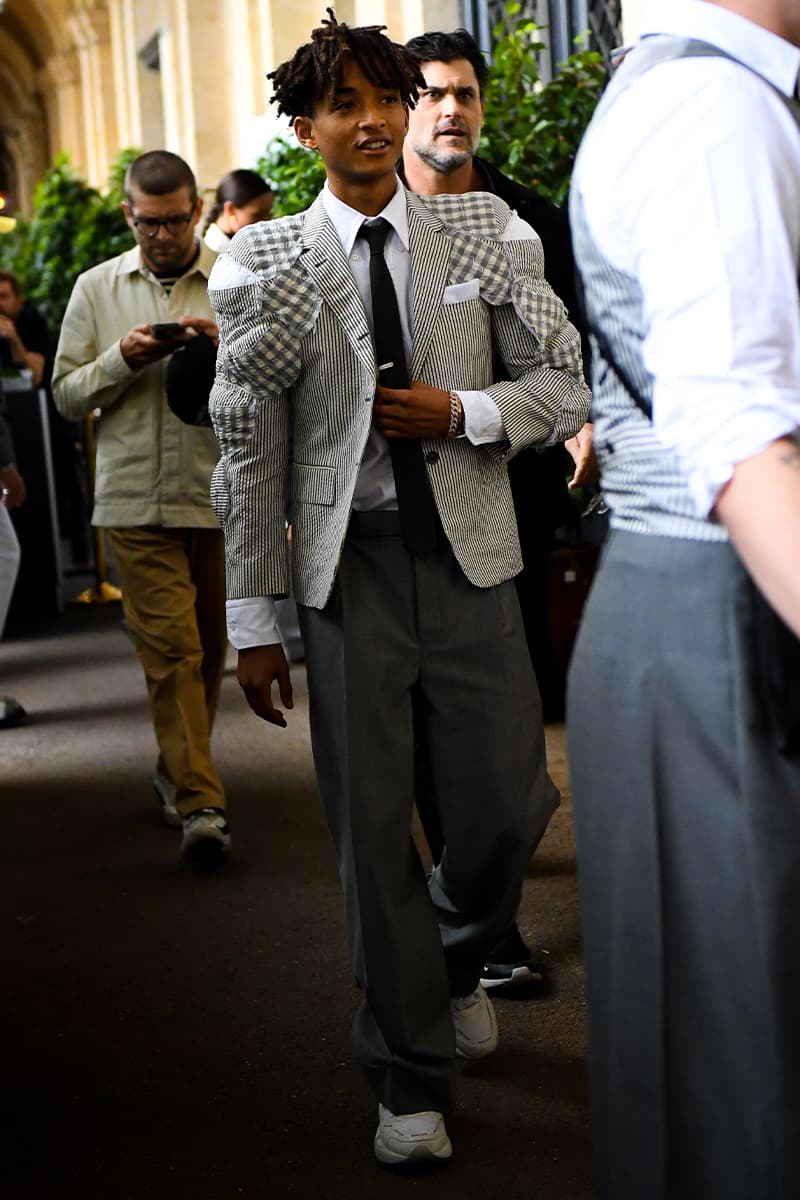 Refined Savoir Faire Informs Men's Street Style for Paris Fashion Week SS23 Paris Fashion Week Spring/Summer 2023 Street Style thom browne dior louis vuitton justin timberlake kendrick lamar rapper jaden smith addison rae jessica biel loewe givenchy celine