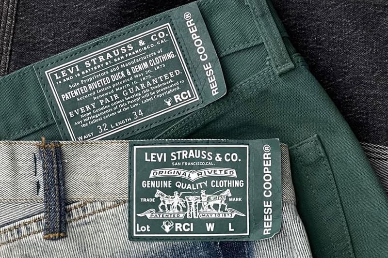 Reese Cooper Levis strauss white Collaboration green denim blue light wash jacrons fabric tags riveted los angeles jeans release info teaser